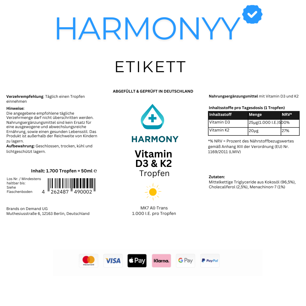 Vitamin D3 + K2 - 1.700 Tropfen (1.000 I.E.)